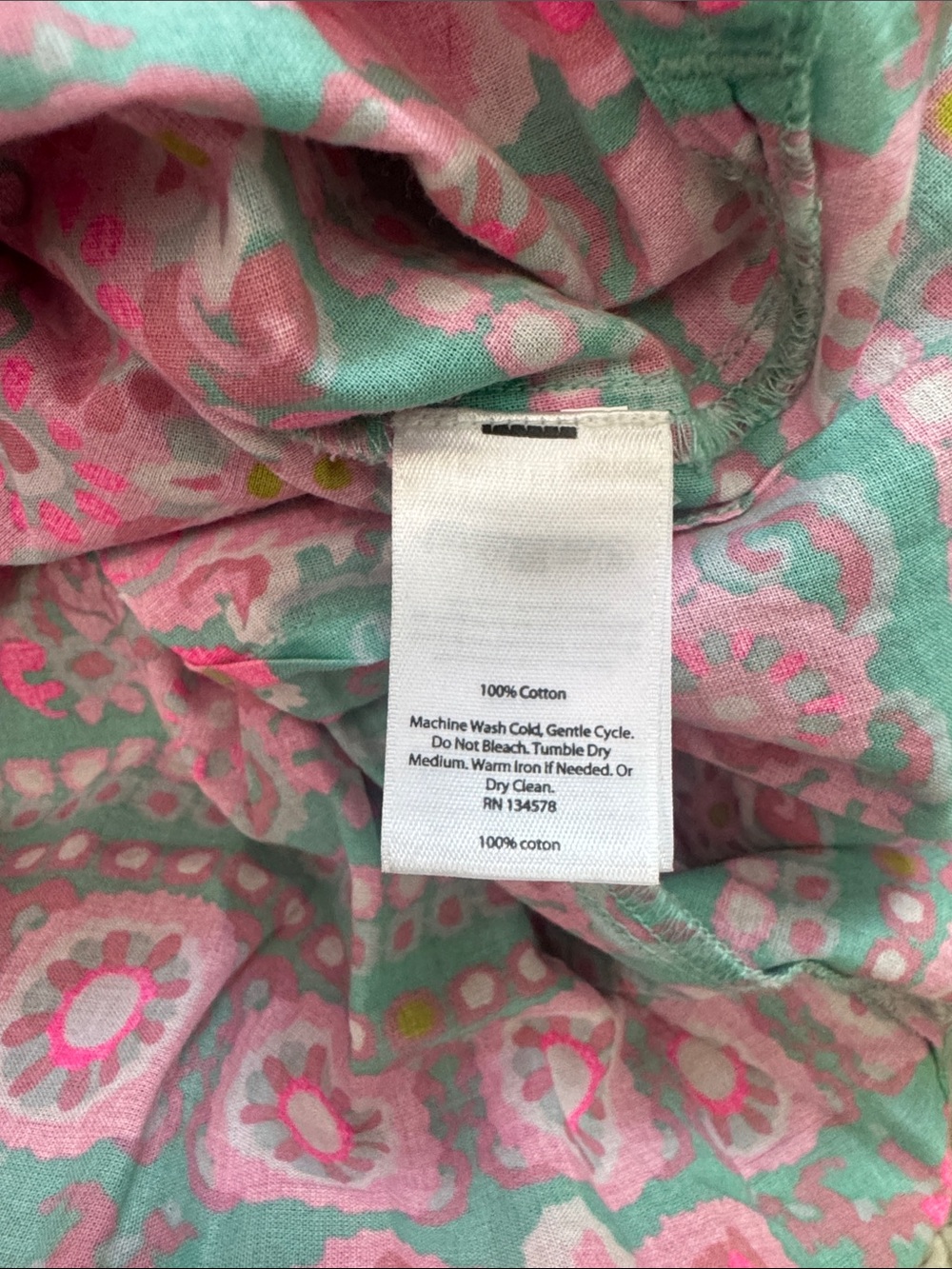 Vineyard Vines Pink and Aqua Floral Cotton Top - Picture 4 of 4